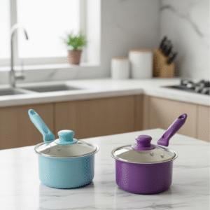 Panci Susu 16cm Anti Lengket + Tutup Kaca | Milk Pan Serbaguna untuk MPASI, Susu & Saus – Warna Pastel